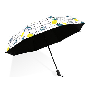 

Cmon lattice pineapple umbrella parasol sunscreen umbrella cute small black umbrella folding umbrella umbrella sun umbrella female anti-UV tri-fold manual