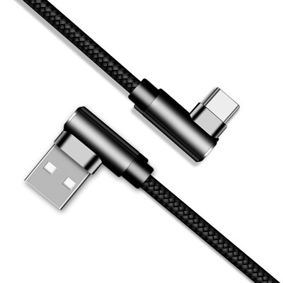 

KOOLIFE type-C data line double elbow mobile phone charging line game fast charge USB power cord for Huawei p20 glory 8 mate10 millet Samsung S9 - black