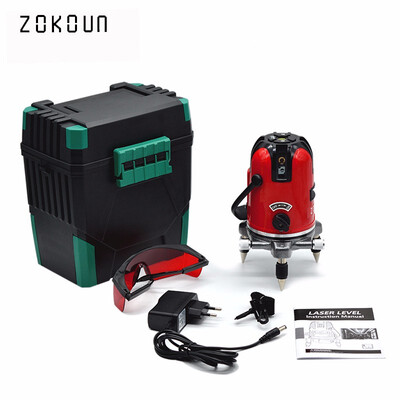 

Red 5 lines 6 points self leveling 360 rotary cross line laser level tilt slash&detector outdoor mode available