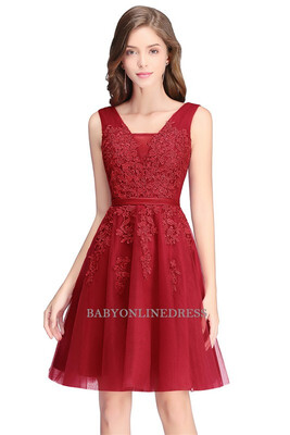 

Beautiful Lace Short Evening Dress Sexy Chiffon Homecoming Dresses 2018