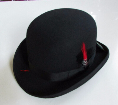 

New 100 Wool Hat High Quality Fashion Mens&Womens Black Cap Bowler Hats Black Wool Felt Derby Bowler Hats B-8134