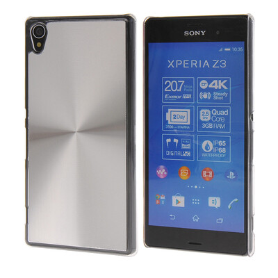 

MOONCASE CD Style Chrome Plated Brushed Aluminum Metal Back Plate Case Cove for Sony Xperia Z4 Silver