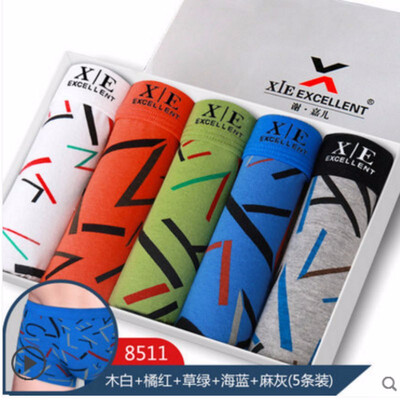 

5 pairs 100 Cotton mens underwear boxer briefs with high quality fabric for moisture absorption&sweat release Xiejiaer