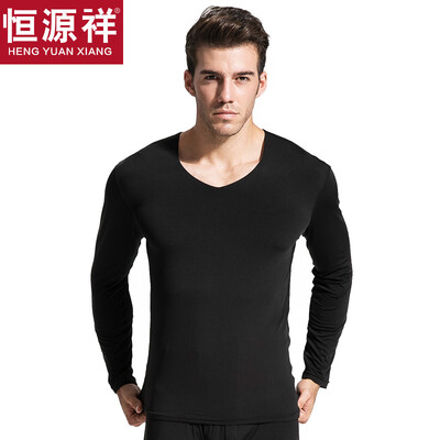 

Hengyuanxiang Qiuyi Qiuku men&women thin section base underwear V-neck couple thin section thermal underwear comfortable bottoming cotton sweater pants suit male black 185