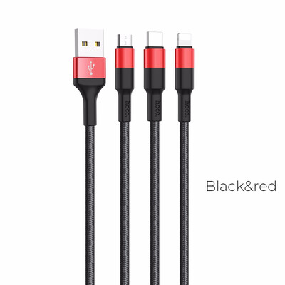 

HOCO 3in1 USB Charger Cable For iPhone X 6 7 8 Android Micro USB Cable Type C For Samsung S9 Xiaomi 8 Phone Fast Charging Cable