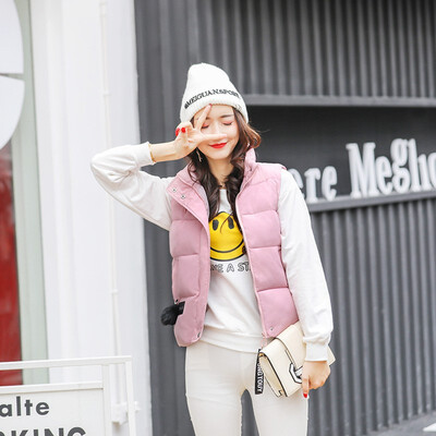 

Womens Short Cotton Vest Autumn&Winter Fashion Stand Collar Slim Tide Down Cotton Jacket