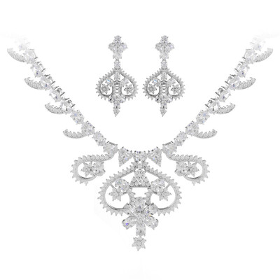

Aiyaya Fashion Jewelry High Quality Crystal Waterdrop Flower Sword Heart Snowflake Earrings And Necklace Sets