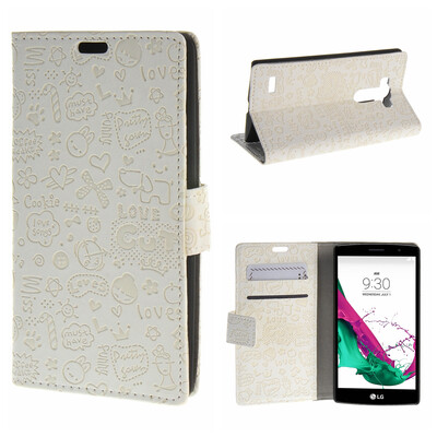 

MOONCASE for LG G4 Beat G4S Case Leather Flip Wallet Card Slot Bracket Back Case Cover White