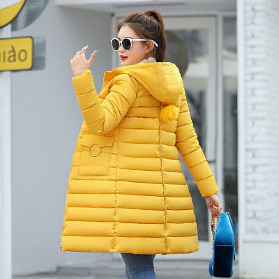 

2018 New Arrival Winter Cotton Long Fashion Jacket Female Slim Down Cotton Coat