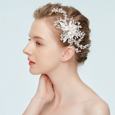 

Jonnafe Rhinestone Bridal Hair Clip Comb Pins Flower Wedding Barrettes Hair Accessories Handmade Women Head Pieces
