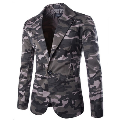 

Zogaa Mens Suit Camouflage Pure Cotton Slim Single-breasted