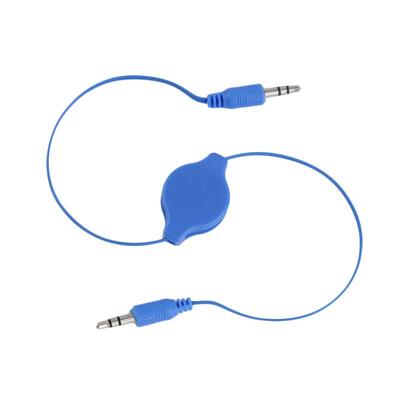 

3.5mm Male to Male Aux Auxiliary Retractable Stereo Jack Audio Cable Cord Blue