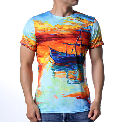 

Fashion Men&39s Casual Printting Tops Short Sleeve Pullover O-Neck T-Shirts