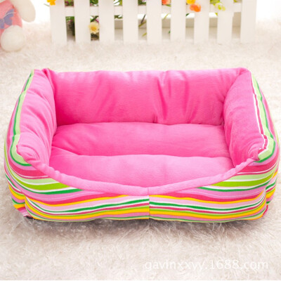 

Letskeep Dog Bed Nest Cat Sofa for Puppy Home House for Small Dog Soft Material Cushion Pet Winter Warm Rainbow Stripe