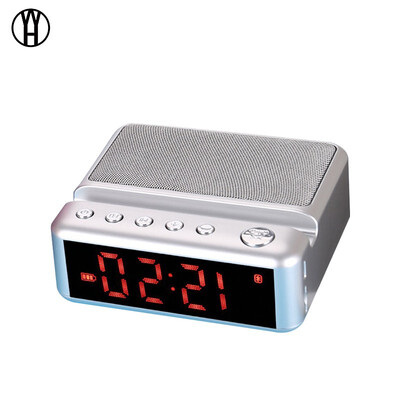 

WH Portable Bluetooth Speakers with phone stand FM Radio Alarm Clock Wireless Stereo Subwoofer Music Box Support LCD Display