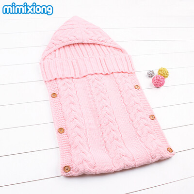

Sleeping Bag Baby Winter Warm Envelopes For Newborns Unisex Hooded Sleep Sack Acrylic Knitting Infant Wrap Swaddle Blankets Fall