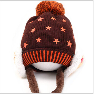 

Buebos Ninos Fall & Winter Children's Hat Stars Cute Bears Cashmere Earmuffs Wool Knitted Unisex Beanie Cap Hat