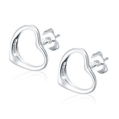 

1 Pair Women's Silver Plating Hollow Heart Ear Studs Earrings E099