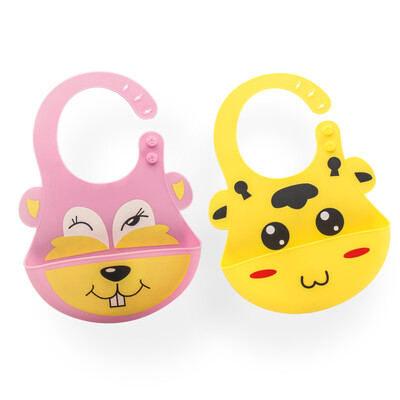 

Tianmei Youke TEENUNIX two loaded silicone bib baby three-dimensional waterproof food meal large baby feeding bib children eating pocket set saliva towel