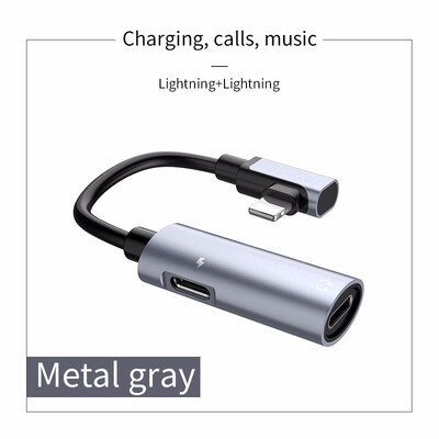 

HOCO Audio Cable for Apple plug 2 in 1 Fast Charging 35mm Audio Converter Adapter for iPhone X 7 8 Plus Headphone Support MIC