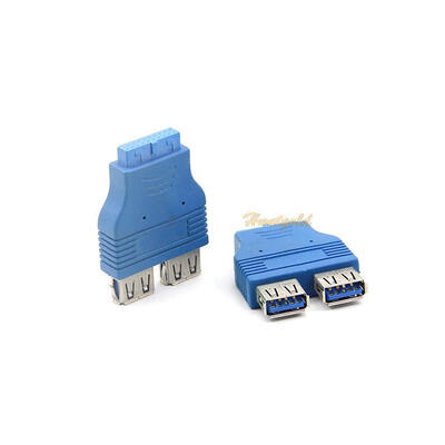 

1PC Blue Motherboard 2 Ports USB 3.0 A Female to 20 Pin Header Female Connector New