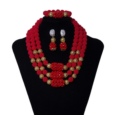 

2018 African Beads Nigerian Wedding Jewelry Sets Yellow Brand Necklace Bridal Beads Jewelry Balls Necklace Sets Free Shipping