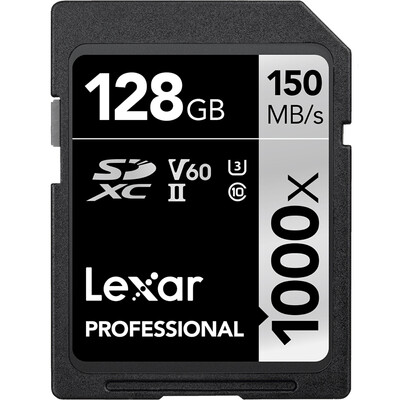 

Lexar 128GB read 150MBs write 90MBs SDXC UHS-II U3 ​​V60 SD high speed memory card 1000x MLC particles