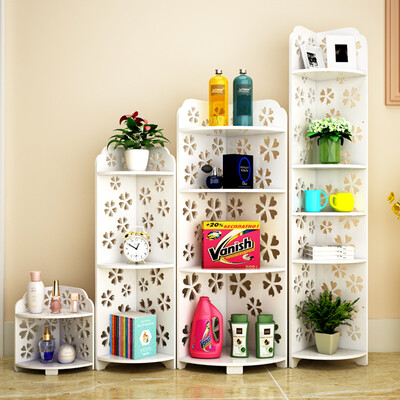 

Yuhuaze wood plastic floor rack bathroom kitchen multi-layer storage rack corner frame home storage debris rack three-tier