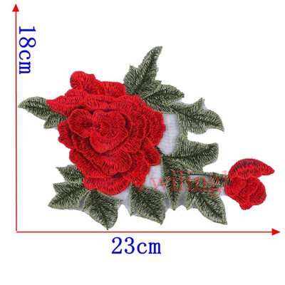 

1 Pcs New Brand 3D Patches Big Red Rose Flower Embroidered Patch DIY Iron On Sew On Fabric Repair Clothing For Wedding Patches