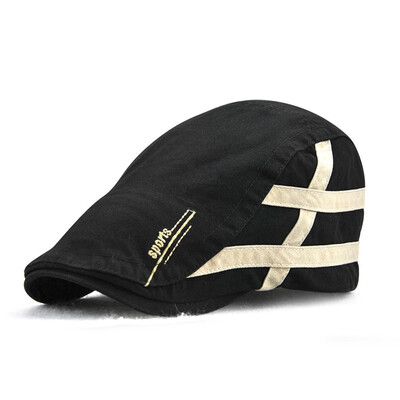 

Jamont Summer Cotton Striped Newsboy Hat British Gentleman Duckbill Visor Golf Peaked Caps Casual Boina Cap Men Flat Beret Hats