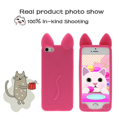 

Cute Lovely Cartoon Cat Ear Soft Silicone Phone Case Skin Cover for iPhone 5/5s