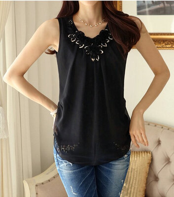 

Women Blouse Summer Fashion Ladies Casual Sleeveless Shirt Plus Size Clothing Tops