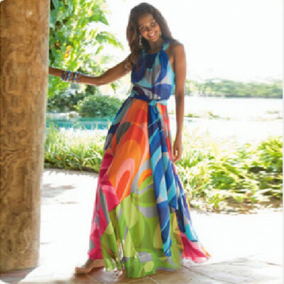 

Lovaru ™ печатать подходят и факельных женщины платье без рукавов о-шее Стиль пляж 2015 популярный новый приход