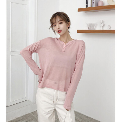 

2018 women hoodie knitted sweater autumn Korean thin&casual top sweater