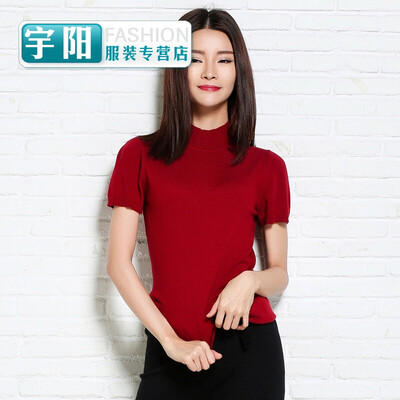 

Half five points in the sleeves female short-sleeved bottoming sweater sweater short paragraph half-sleeved spring new thin self-c