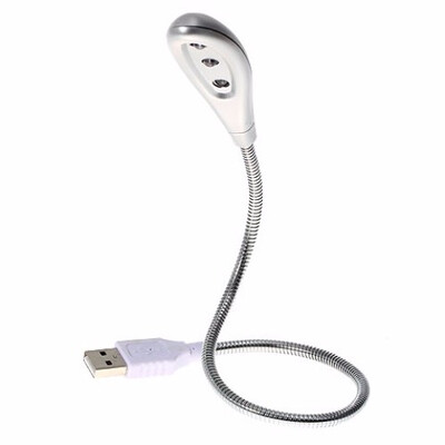 

New Flexible USB 3 LED Light Lamp for Laptop Notebook PC - Silvery Compatible with any notebook or PC Adjustable goose neck Plug