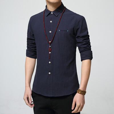 

2016 New Spring Fashion Brand Men Clothes Slim Fit Men Long Sleeve Shirt Men Solid Cotton Casual Men Shirt Social Plus Size 5XL