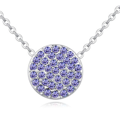 

Colorful Round Pendant Necklace Austrian Crystal Jewelry For Women High Quality Accessories Party Gift White Gold Plated 26715
