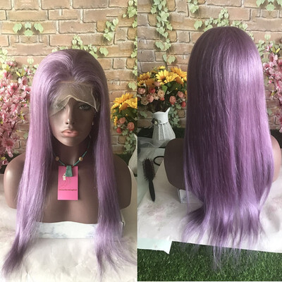 

Lace Front Wig Purple Long Human Hair Wig Pre Plucked Full Lace Wig for Women 130 Density