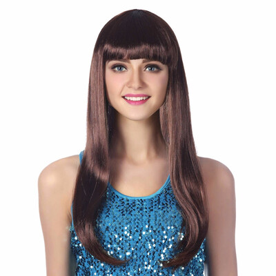 

22" Straight Cosplay Wig With Bangs Synthetic Fake Hair Custom Cosplay Wigs For Women Heat Resistant Blond Purple Pink Red Blue