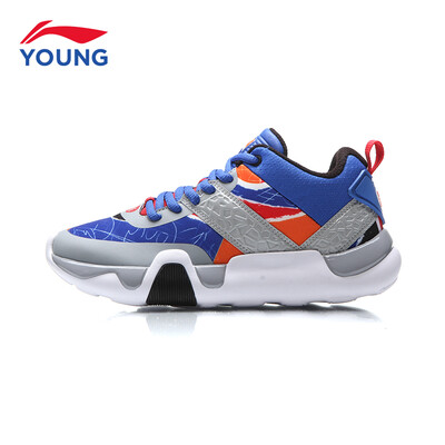 

Li Ning childrens shoes mens childrens basketball shoes Li Ning cloud bottom shock absorption wear support professional basketball shoes childrens sports shoes YKBM003-1 crystal blue 40