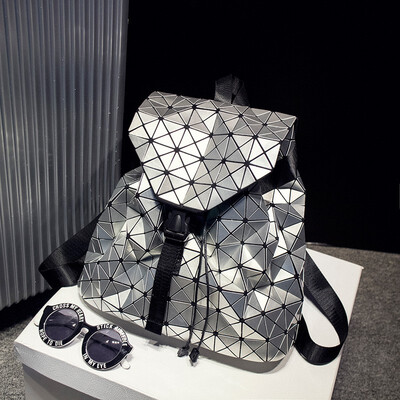 

Fashion 2018 New Folding Rubiks Cube Womens Backpack Travel Rucksack Japanese Womens Laser Geometric Bag