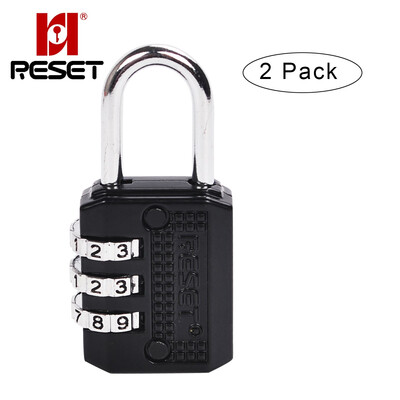

RESET 2 Pack Combination Lock 3 Digit Padlock for School Gym & Sports LockerLuggage Suitcase Baggage Luggage Locks RST-074
