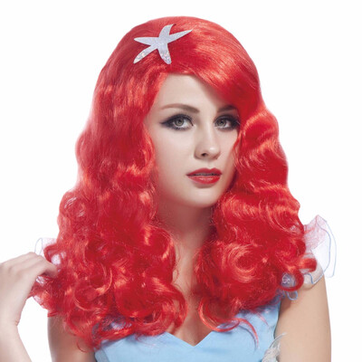

Synthetic Hair Red Blue Cosplay Wig With Pentagram 22inch 200gpcs Long Natural Wave Custom Party Wigs For Women Heat Resistant