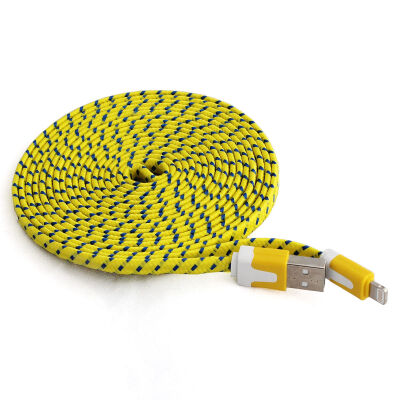 

Double Color 1M/3FT 2M/6FT 3M/10FT 8pin Flat Braided Fabric Woven USB Data Sync Charger Cable for iPhone 5 5S 6 6S Plus