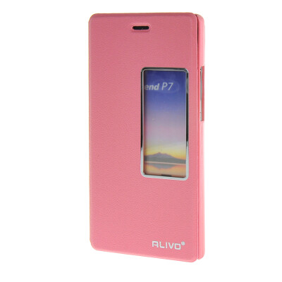 

MOONCASE Huawei Ascend P7 Case View Slim Leather Flip Pouch Bracket Back Cover Pink