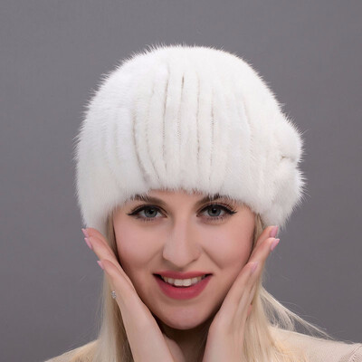 

Autumn&winter women&39s mink fur hat flower pattern hand-woven 2018 Russian wind hot sale discount ladies luxury fur hat women