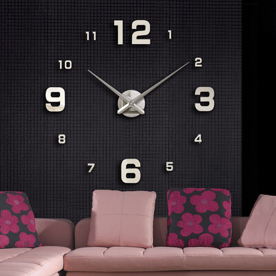 

Modern Large 3D Mirror Surface Wall Clock Sticker Home Office Room DIY Decor