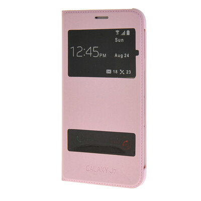 

MOONCASE тонкий кожаный флип сторона Кронштейн Окно чехол для Samsung Galaxy J7 розовый