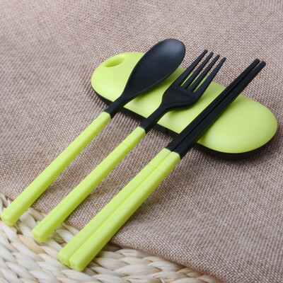 

Jingdong Supermarket Arsto Travel Tableware Three-piece suit Portable chopsticks Spoon fork forklery Set Folding chopsticks spoon 5158 Green